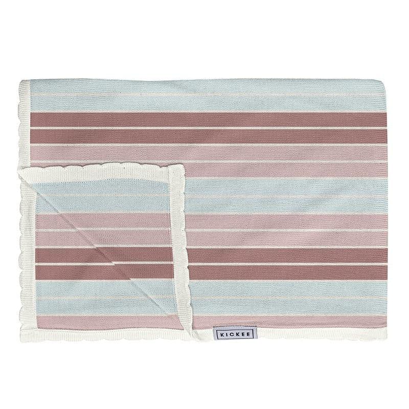 KicKee Pants Bamboo Knitted Throw Blanket Active Stripe Baby Riddle