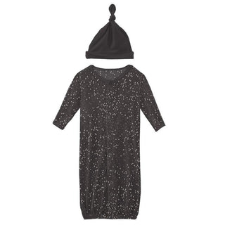 KicKee Pants Print Layette Gown Converter and Single Knot Hat Set - Midnight Constellations
