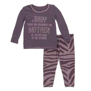 KicKee Pants Print Long Sleeve Pajama Set, Elderberry Zebra Print
