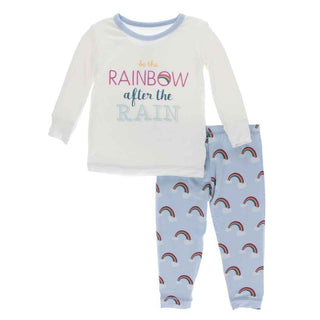 KicKee Pants Print Long Sleeve Pajama Set - Pond Rainbow After the Rain
