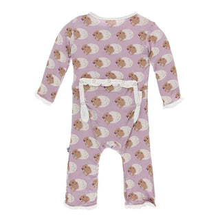 KicKee Pants Print Muffin Ruffle Coverall with Snaps - Sweet Pea Diictodon