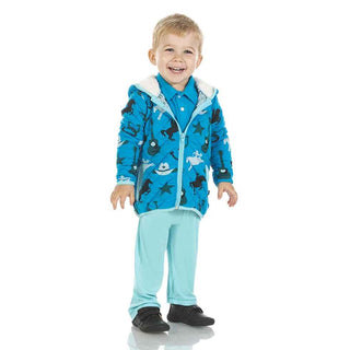 KicKee Pants Print Quilted Jacket with Sherpa-Lined Hood - Amazon Cowboy/Jade Garden Tools