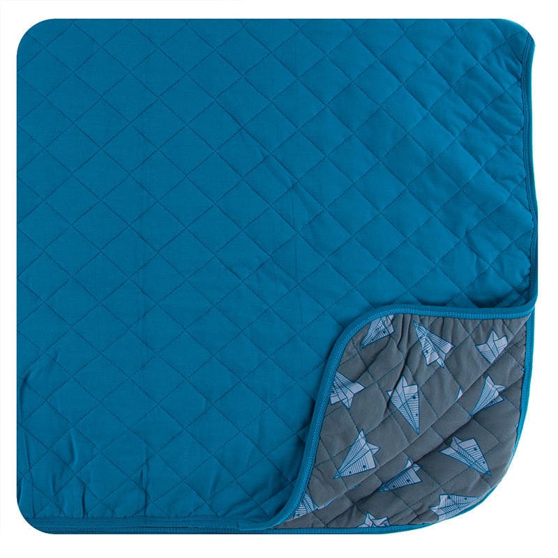 Kickee Pants Toddler Blanket, Cerulean Blue/Paper Airplanes Baby Riddle