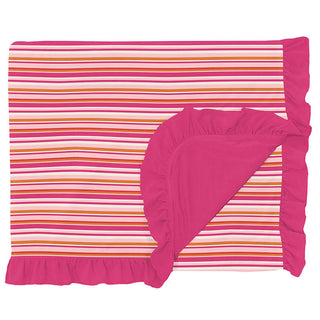 KicKee Pants Print Ruffle Double Layer Throw Blanket - Anniversary Sunset Stripe