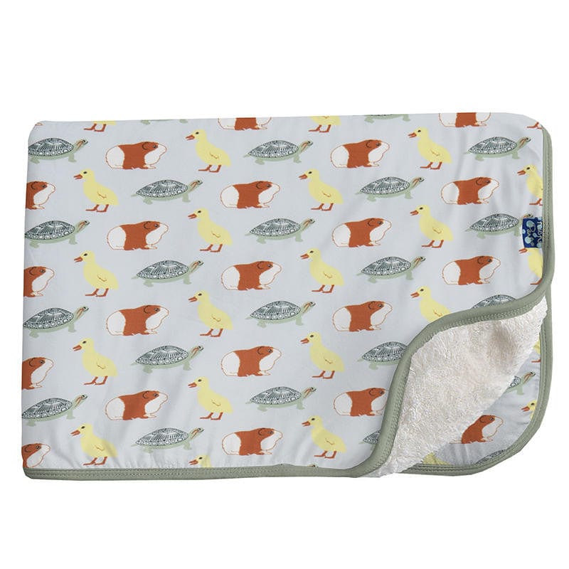 Kickee Pants Print Sherpa Lined Stroller Blanket Illusion Blue Class