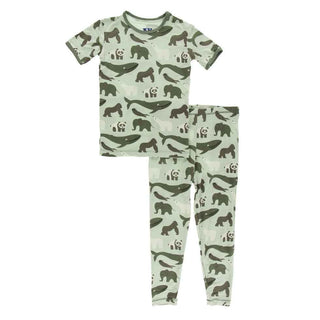 KicKee Pants Print Short Sleeve Pajama Set - Aloe Endangered Animals