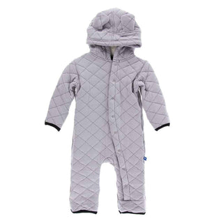 KicKee Pants Quilted Hoodie Coverall with Sherpa-Lined Hood - Feather with Midnight