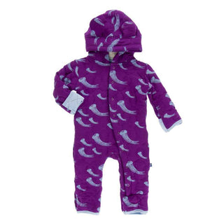 KicKee Pants Quilted Hoodie Coverall with Sherpa-Lined Hood - Starfish Jellies with Pond
