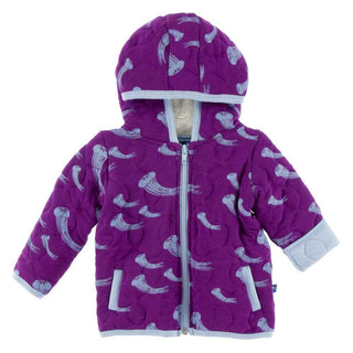 KicKee Pants Quilted Hoodie Jacket with Sherpa-Lined Hood - Starfish Jellies with Pond