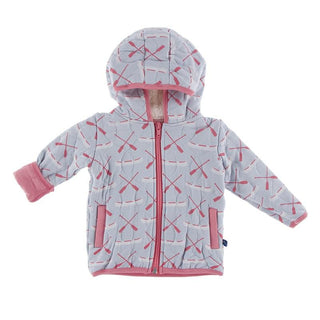 KicKee Pants Quilted Jacket with Sherpa-Lined Hood - Dew Paddles and Canoe/Strawberry