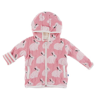 KicKee Pants Quilted Jacket with Sherpa-Lined Hood - Strawberry Forest Rabbit/Forest Fruit Stripe