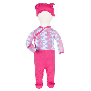 KicKee Pants Ruffle Kimono Newborn Gift Set with Elephant Gift Box, - Forget Me Not Piranha
