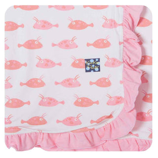 KicKee Pants Ruffle Stroller Blanket- Girl Cowfish