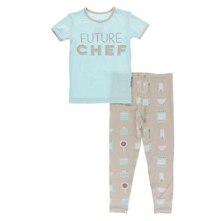 KicKee Pants Short Sleeve Graphic Tee Pajama Set - Burlap Kickee Kitchen