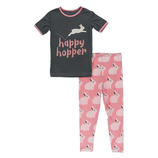 KicKee Pants Short Sleeve Graphic Tee Pajama Set - Strawberry Forest Rabbit