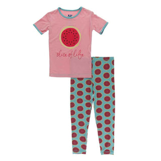 KicKee Pants Short Sleeve Piece Print Pajama Set - Neptune Watermelon