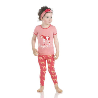 KicKee Pants Short Sleeve Piece Print Pajama Set - Red Ginger Unicorns