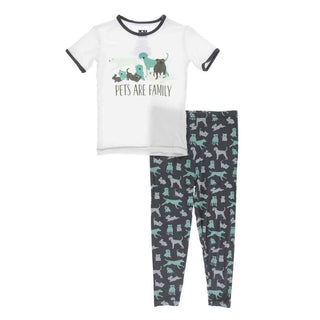 KicKee Pants Short Sleeve Piece Print Pajama Set - Stone Domestic Animals