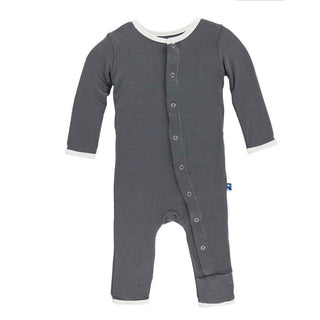 Solid Bamboo Coverall - Stone with Natural KicKee Pants Size: 3-6 Months