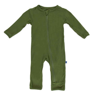KicKee Pants Solid Coverall with 2-Way Zipper - Moss