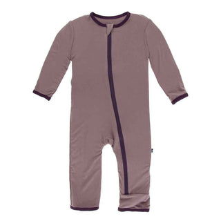 KicKee Pants Solid Coverall with Zipper - Raisin with Wine Grapes