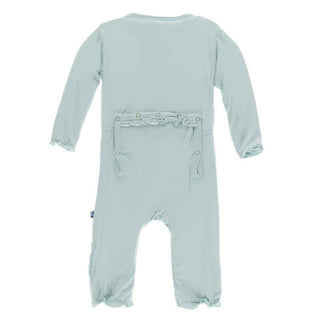 KicKee Pants Solid Layette Classic Ruffle Coverall with Zipper - Spring Sky