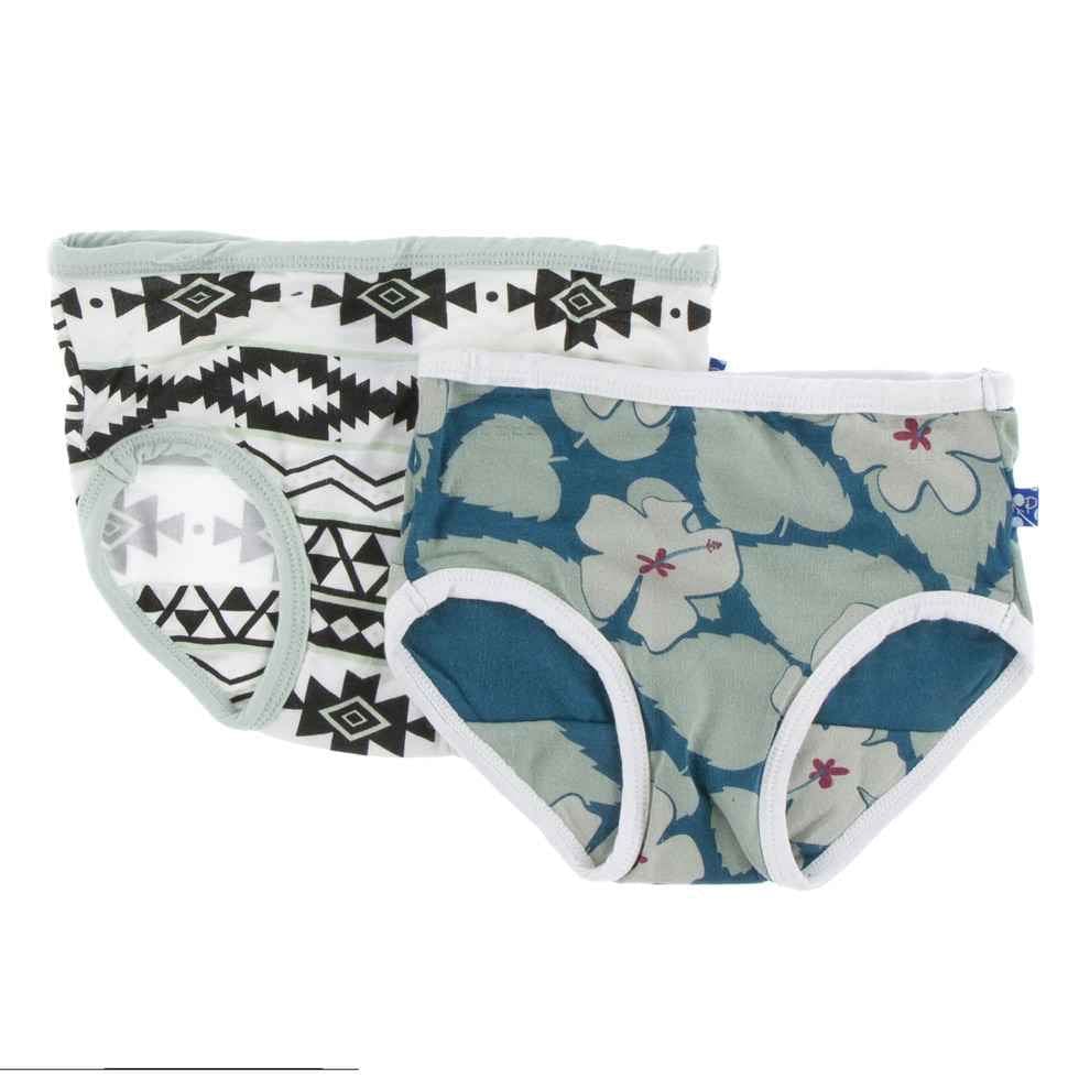KicKee Pants Little Girls Underwear Set Oasis Hibiscus and Natural