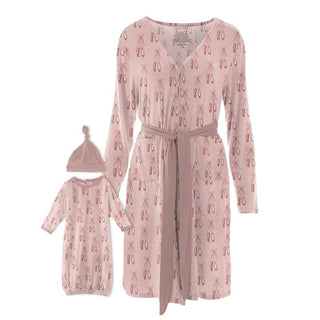 KicKee Pants Women Print Maternity/Nursing Robe and Layette Gown Set - Baby Rose Ballet