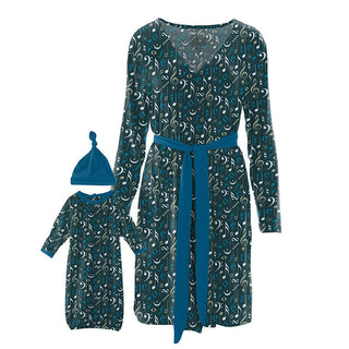 KicKee Pants Womens Maternity/Nursing Robe and Layette Gown Set - Pine Music Class