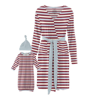 KicKee Pants Womens Maternity/Nursing Robe and Layette Gown Set - Playground Stripe