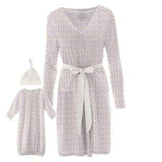 KicKee Pants Womens Maternity/Nursing Robe and Layette Gown Set - Thistle Chamomile