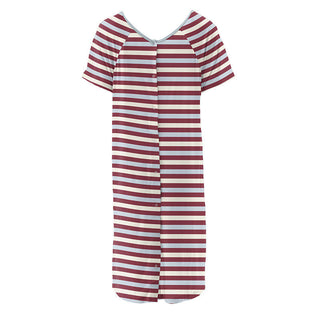 KicKee Pants Womens Print Labor and Delivery Hospital Gown - Playground Stripe