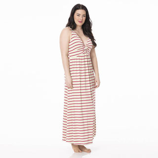 KicKee Pants Womens Print Simple Twist Nightgown - 2020 Candy Cane Stripe