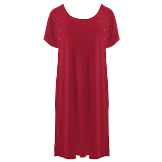KicKee Pants Womens Solid Labor and Delivery Hospital Gown - Crimson