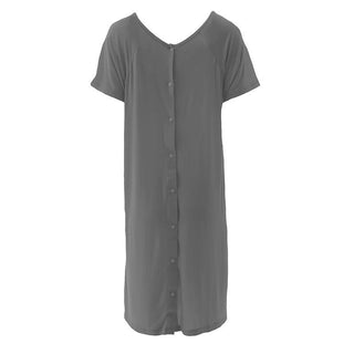KicKee Pants Womens Solid Labor and Delivery Hospital Gown - Pewter