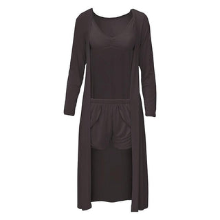 Women's Solid Bamboo Sleeping Bra, Tulip Shorts and Duster Robe Set - Midnight (15ANV) KicKee Pants Size: S