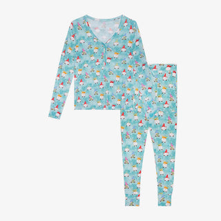 Posh Peanut Womens Long Sleeve Pajama Set, Gnomey - PRE-SALE