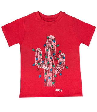 Rags Short Sleeve Rounded Kids Tee Shirt, Poinsettia - Christmas Cactus