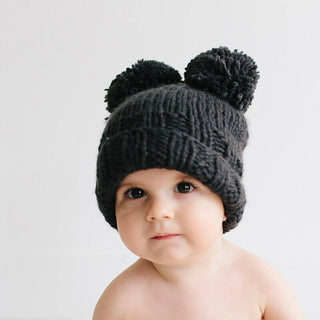 The Blueberry Hill Paxton Double Pom Hand Knit Hat - Black