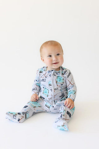 Bamboo Footie with Zipper - Mayford (Ice Hockey) Posh Peanut Size: Preemie