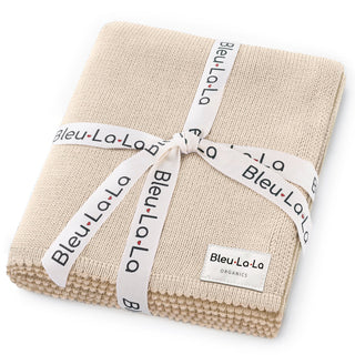 100% Cotton Organic Luxe Baby Blanket Bleu La La Color: Oatmeal