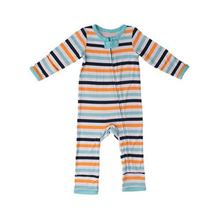 Bamboo Coverall with Zipper - Boy Adventure Stripe Kozi & Co.