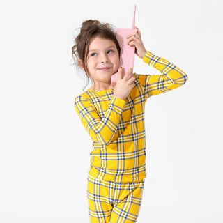 Bamboo Long Sleeve Pajama Set - Clueless Total Betty Plaid Bellabu Bear Size: 3T