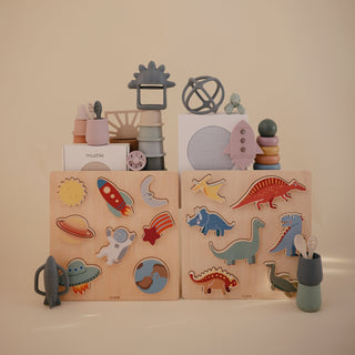 Wooden Dino Puzzle Wooden Puzzle Mushie