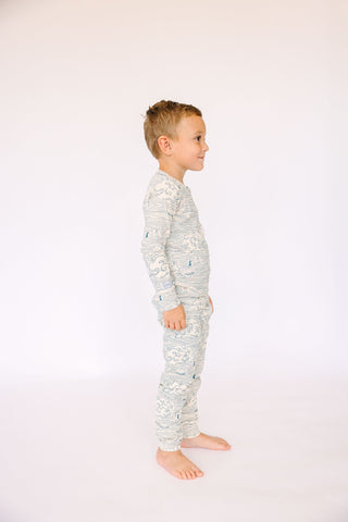 Walking on Water Ribbed Cotton-Bamboo Blend PJ Long Sleeve Set Long Sleeve Kids Pajama Holy Pals Size: 02