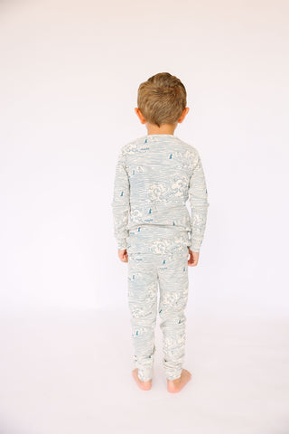 Walking on Water Ribbed Cotton-Bamboo Blend PJ Long Sleeve Set Long Sleeve Kids Pajama Holy Pals Size: 02