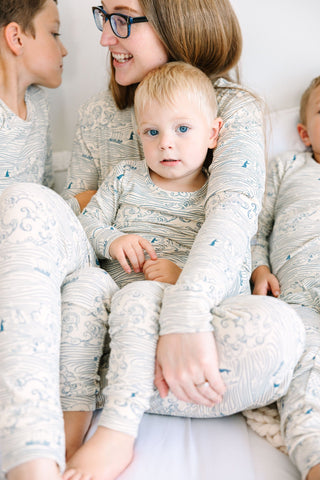 Walking on Water Ribbed Cotton-Bamboo Blend PJ Long Sleeve Set Long Sleeve Kids Pajama Holy Pals Size: 02