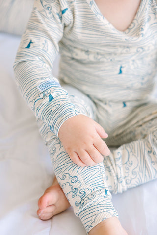 Walking on Water Ribbed Cotton-Bamboo Blend PJ Long Sleeve Set Long Sleeve Kids Pajama Holy Pals Size: 02