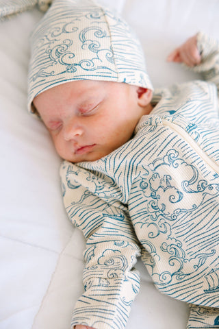 Walking on Water Ribbed Cotton-Bamboo Blend Knotted Hat Accessories Holy Pals Size: NB-03M