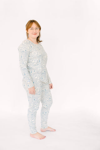Walking on Water Ribbed Cotton-Bamboo Blend Womens PJ Jogger Set Adult Women's Pajamas Holy Pals Size: XS